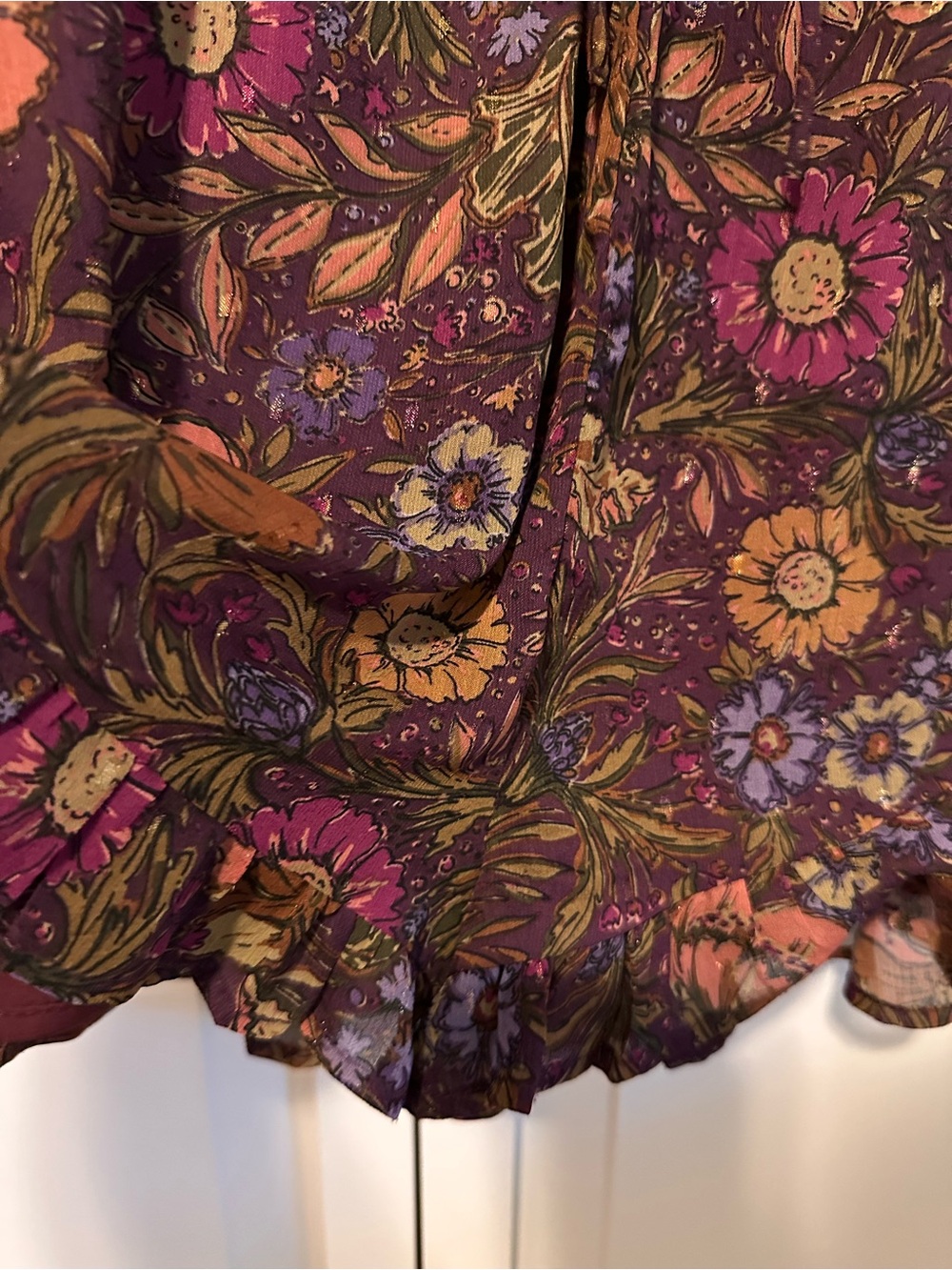 Purple and Gold Paisley Print Long Sleeve Romper - Picture 5 of 7
